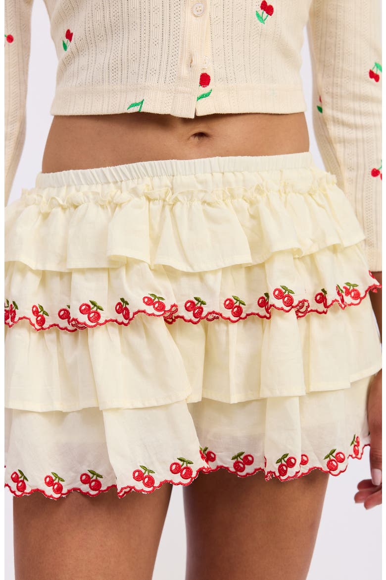 Embroidered Tiered Miniskirt, Alternate, color, YELLOW/ RED