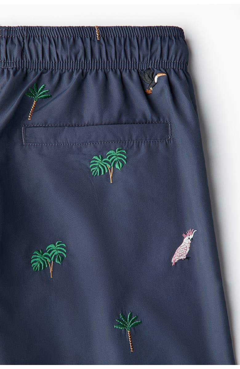 H&M Patterned Swim Shorts, Alternate, color, Navy Blue/Patterned