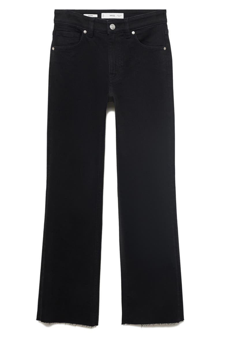 Sienna Raw Hem Crop Flare Jeans, Alternate, color, BLACK DENIM