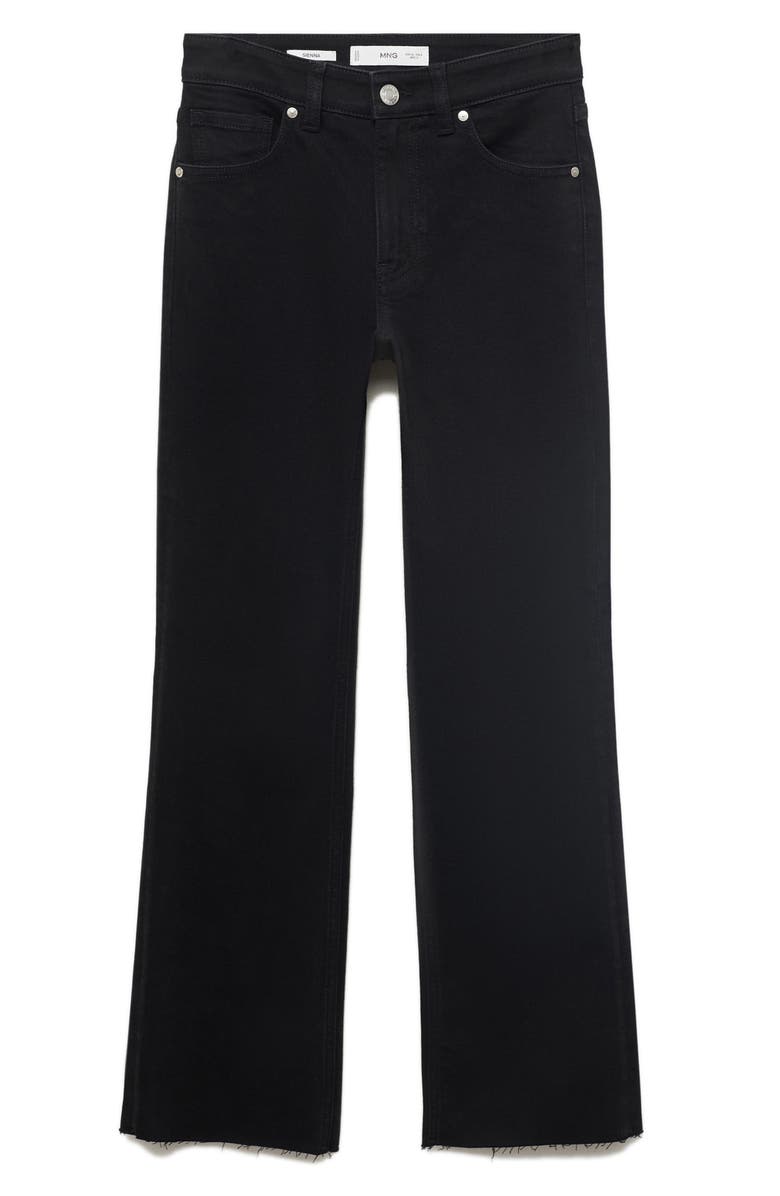 MANGO Sienna Raw Hem Crop Flare Jeans, Alternate, color, Black Denim