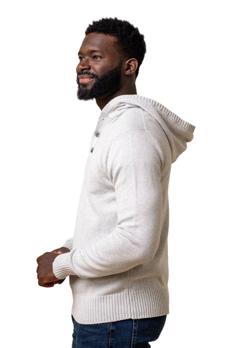 Men's Organic Henley Sweater Hoodie, Alternate, color, Light Gray Heather