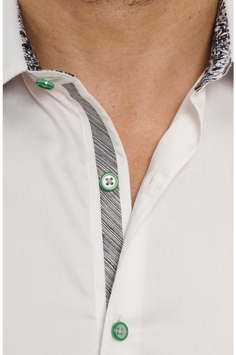 Made to Measure Beer Print Stretch Cotton Button-Up Shirt, Alternate, color, WHITE