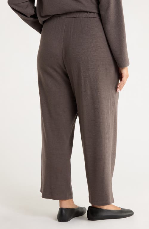Eileen Fisher Organic Cotton Blend Ankle Wide Leg Drawstring Pants In Brown