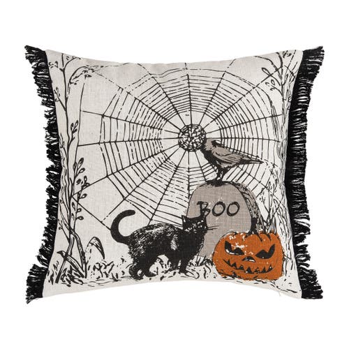 C & F Home C&f Home Jol Boo Spider Web Halloween Printed Throw Pillow, 18" X 18" In Gray