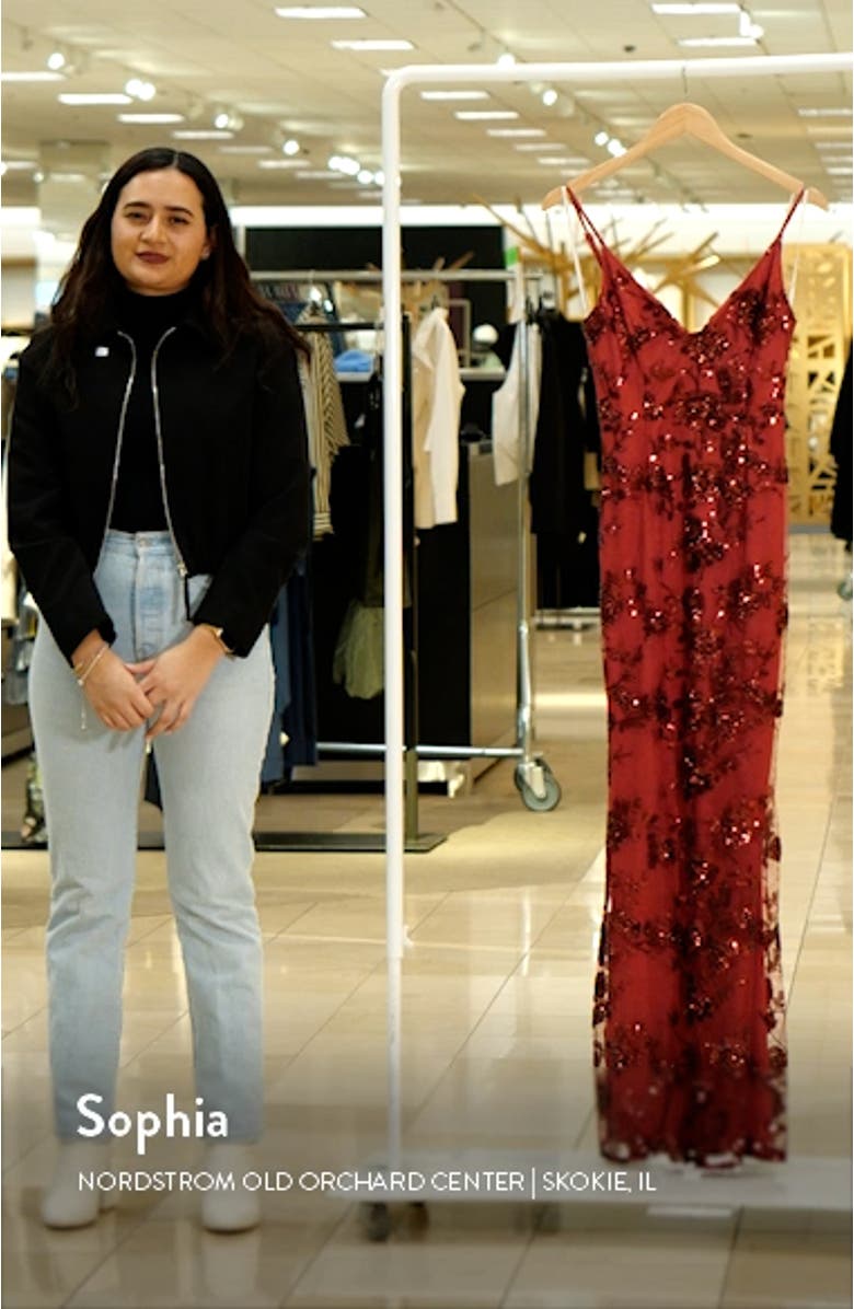 Shine Language Floral Sequined Lace Gown, sales video thumbnail