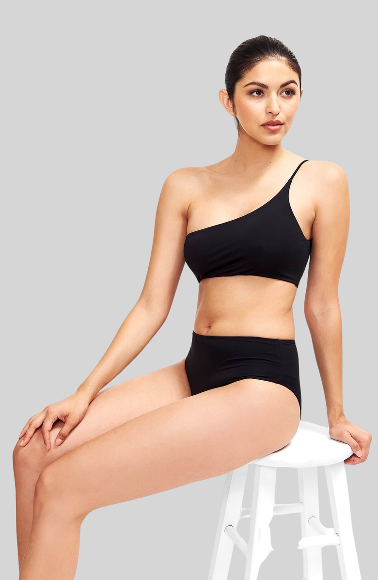 Sauipe Serena One Shoulder Bikini Top, Alternate, color, Black