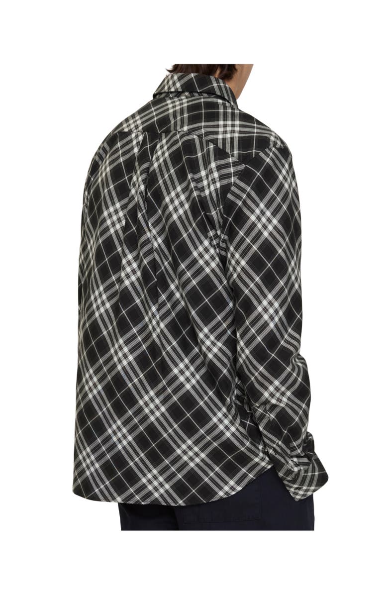 Burberry Relaxed Fit Check Cotton Flannel Shirt, Alternate, color, Black
