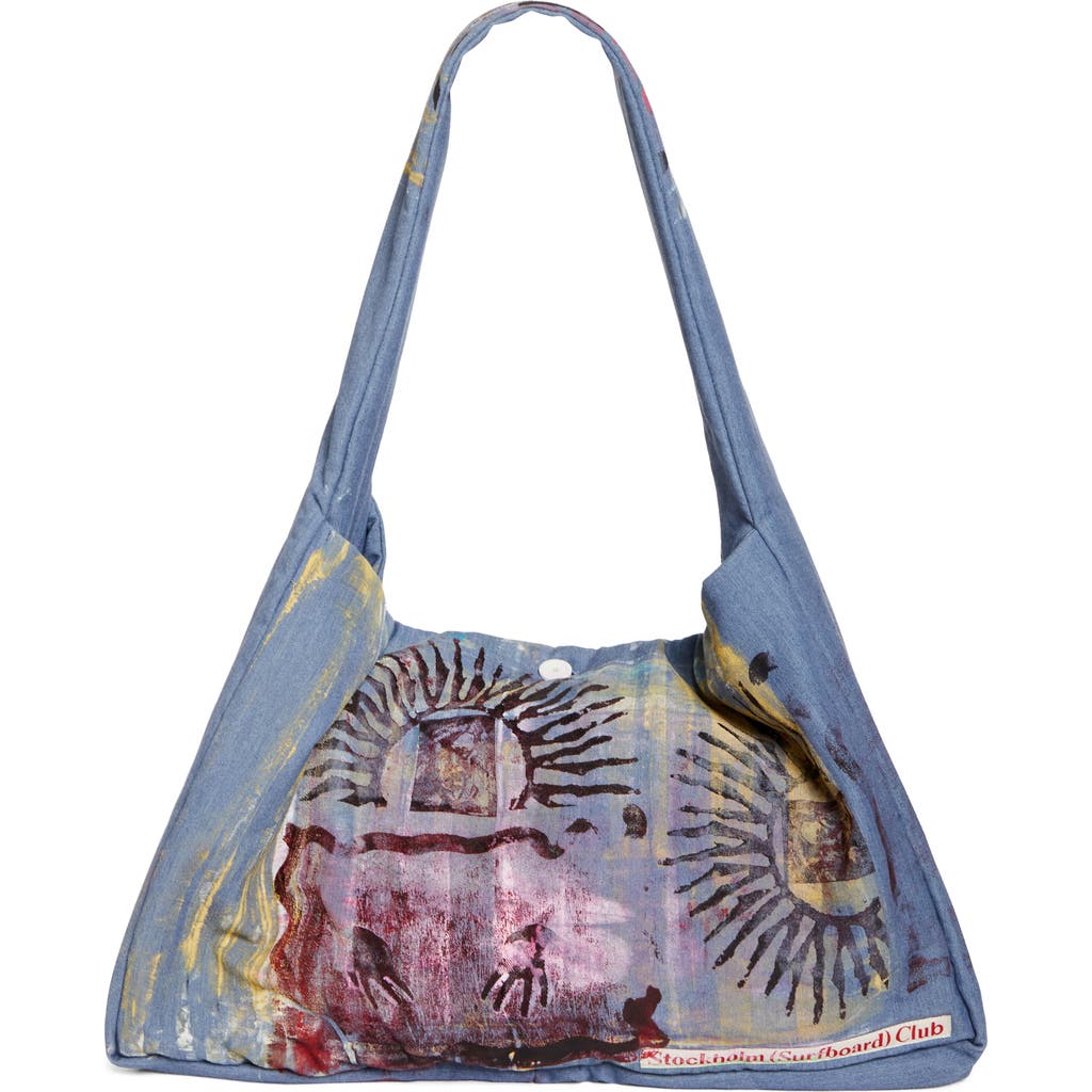 STOCKHOLM SURFBOARD CLUB Ford Padded Chambray Tote in Blue