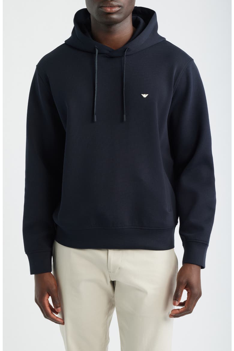 Embroidered Logo Hoodie, Main, color, SOLID BLUE NAVY
