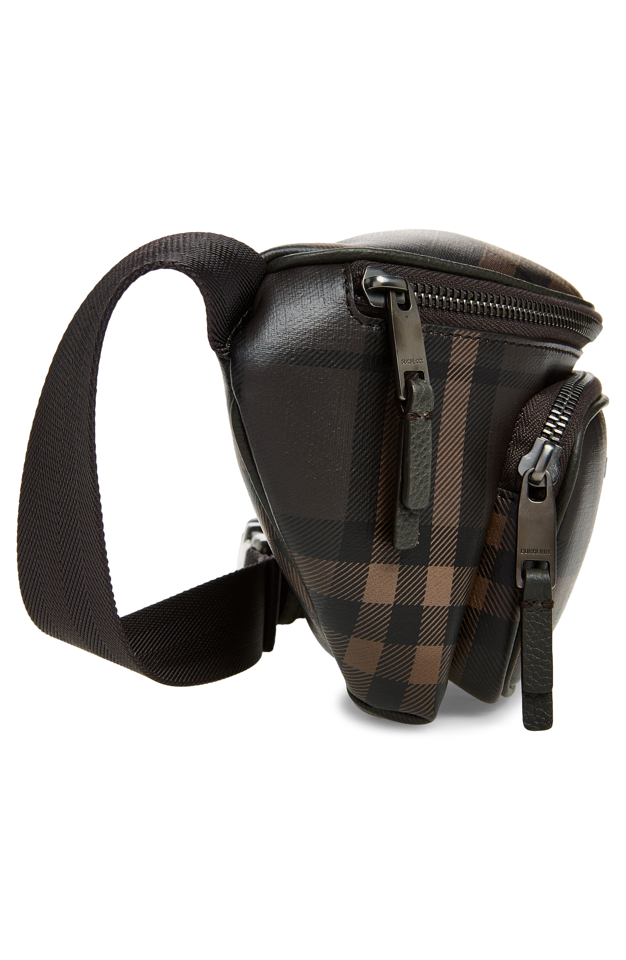 City Check Belt Bag, Alternate, color, DARK BROWN