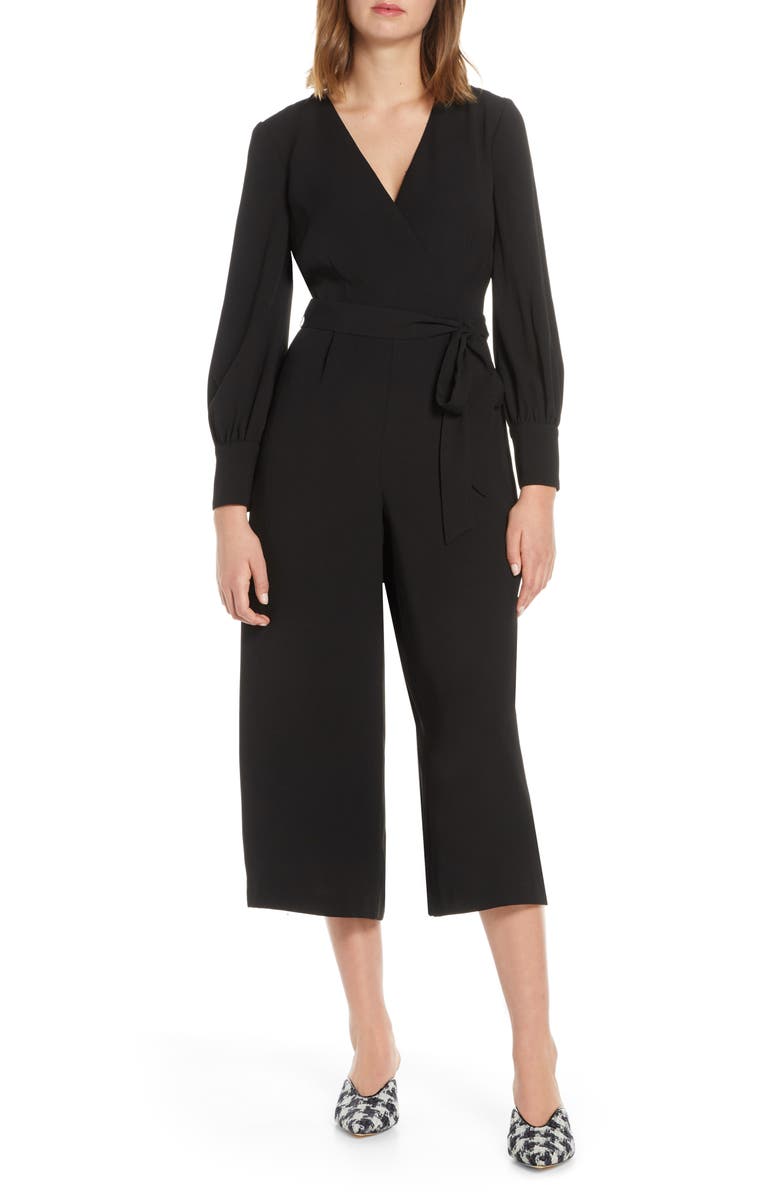 Eliza J Long Sleeve Crop Jumpsuit, Main, color,