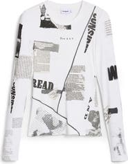 Desigual Mixed Print Long Sleeve Knit Top