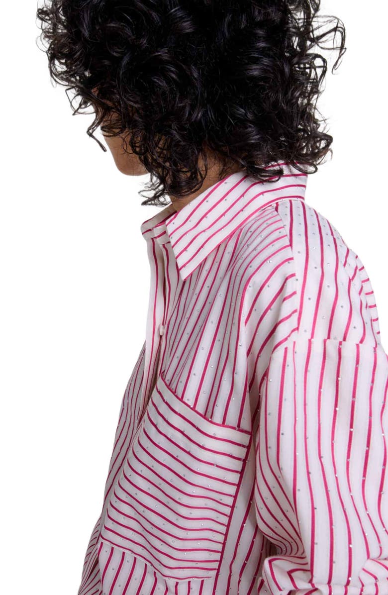 maje Striped rhinestone shirt, Alternate, color, 