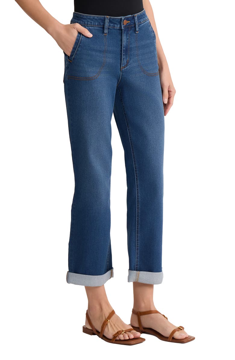 Jones New York Lexington Girlfriend Straight Leg Jeans, Alternate, color, Phoenix Wash