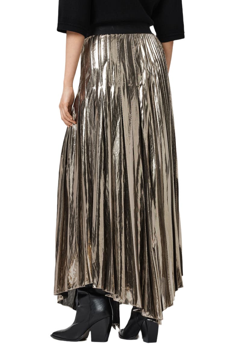 Jax Pleated Maxi Skirt, Alternate, color, BRONZE GOLD