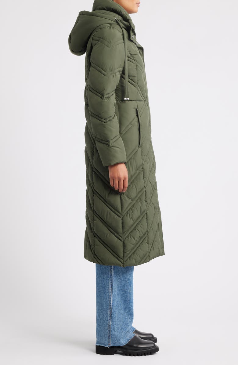 Bernardo Longline Hooded Puffer Jacket, Alternate, color, Olive