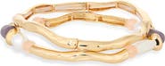 NORDSTROM RACK Set of 2 Faux Pearl Beaded Molten Stretch Bracelets
