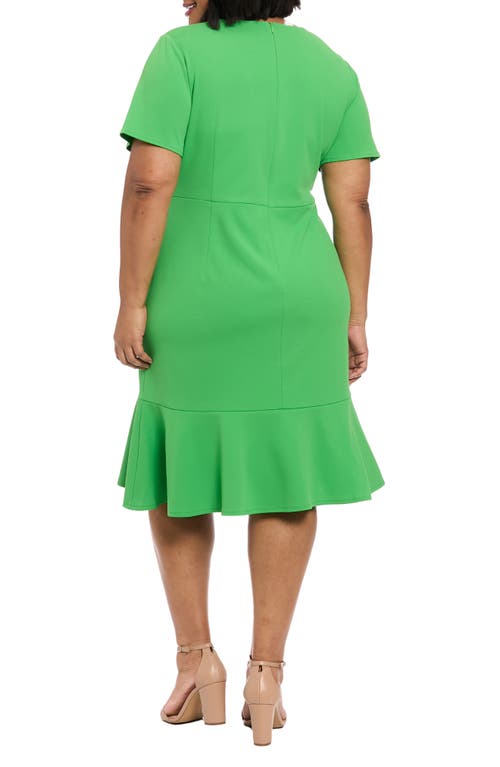London Times Plus Size Twist-front Flounce-hem Dress