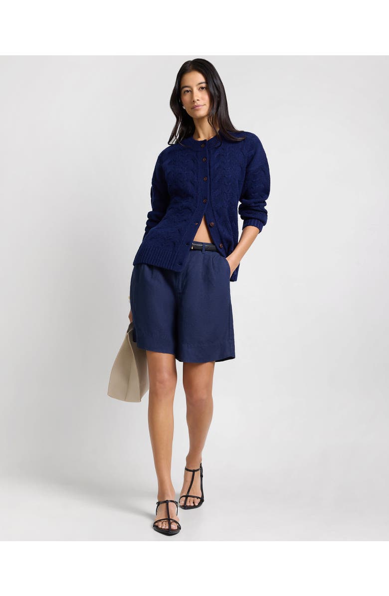 Onia Fitted Cable Knit Cardigan, Alternate, color, Noir Navy