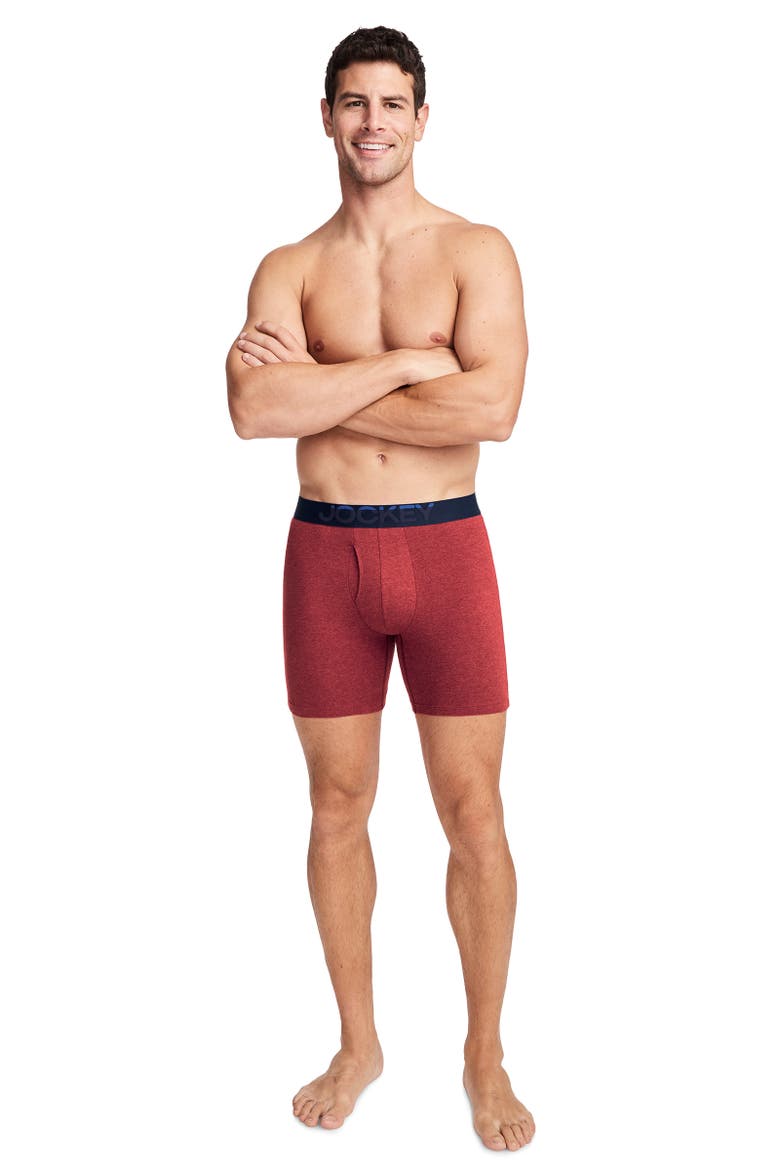 Men's Cotton Stretch 6" Boxer Brief - 3 Pack, Alternate, color, Red Dove