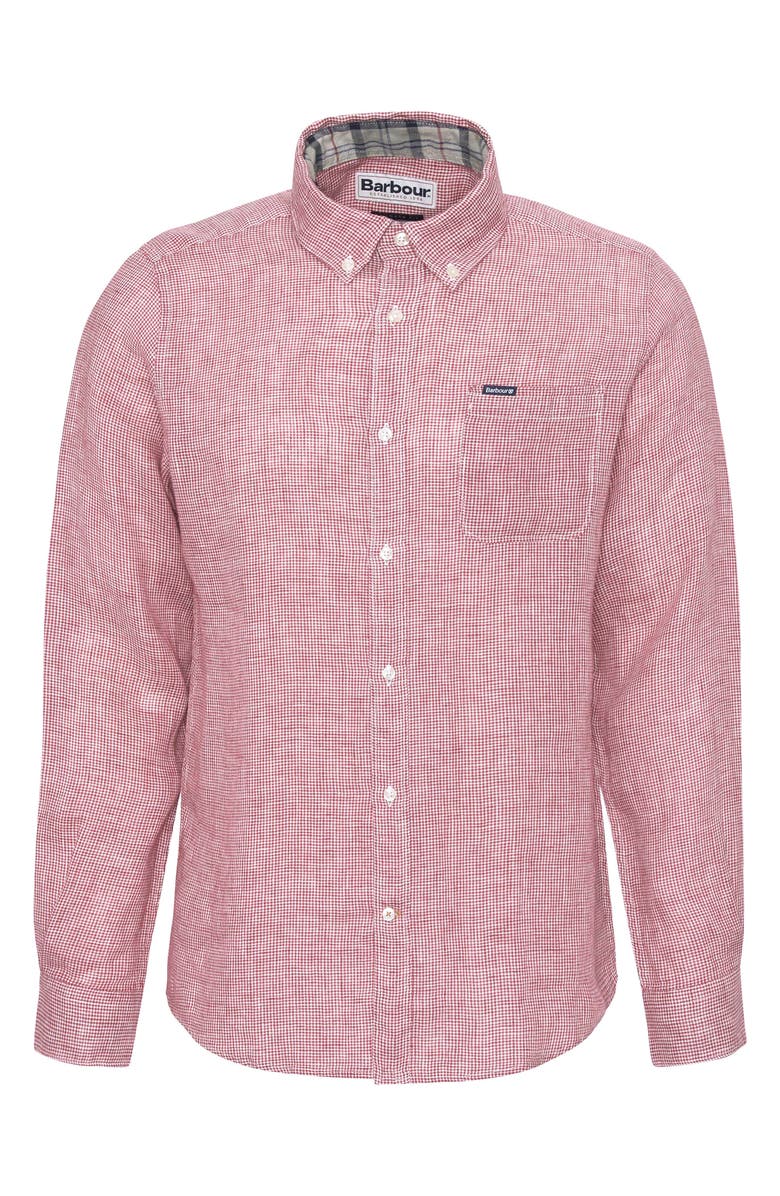 Barbour Linton Regular Fit Microcheck Linen Button-Down Shirt, Alternate, color,