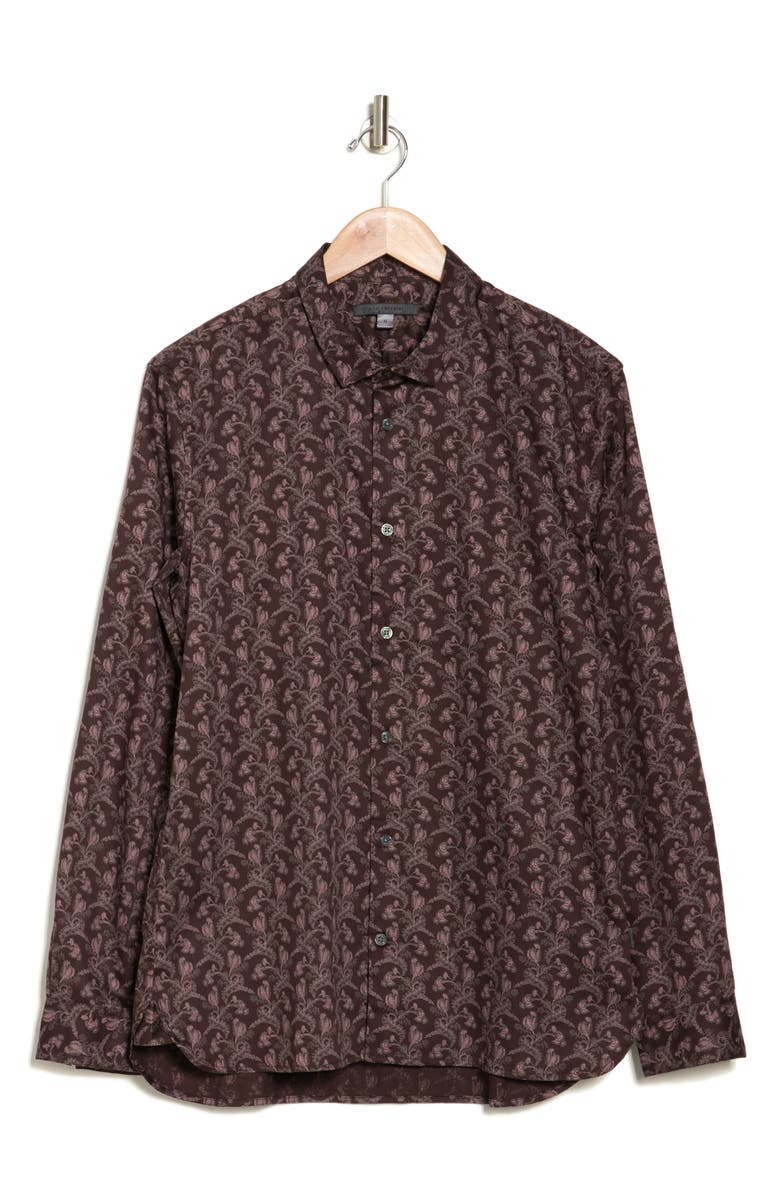 John Varvatos Ross Floral Button-Up Shirt, Alternate, color, Wine
