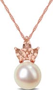 Julianna B. Cultured Pearl & Morganite Pendant Necklace 14k