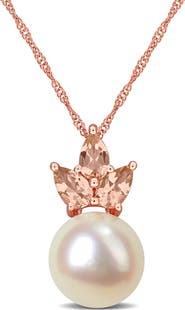 Julianna B. Cultured Pearl & Morganite Pendant Necklace 14k