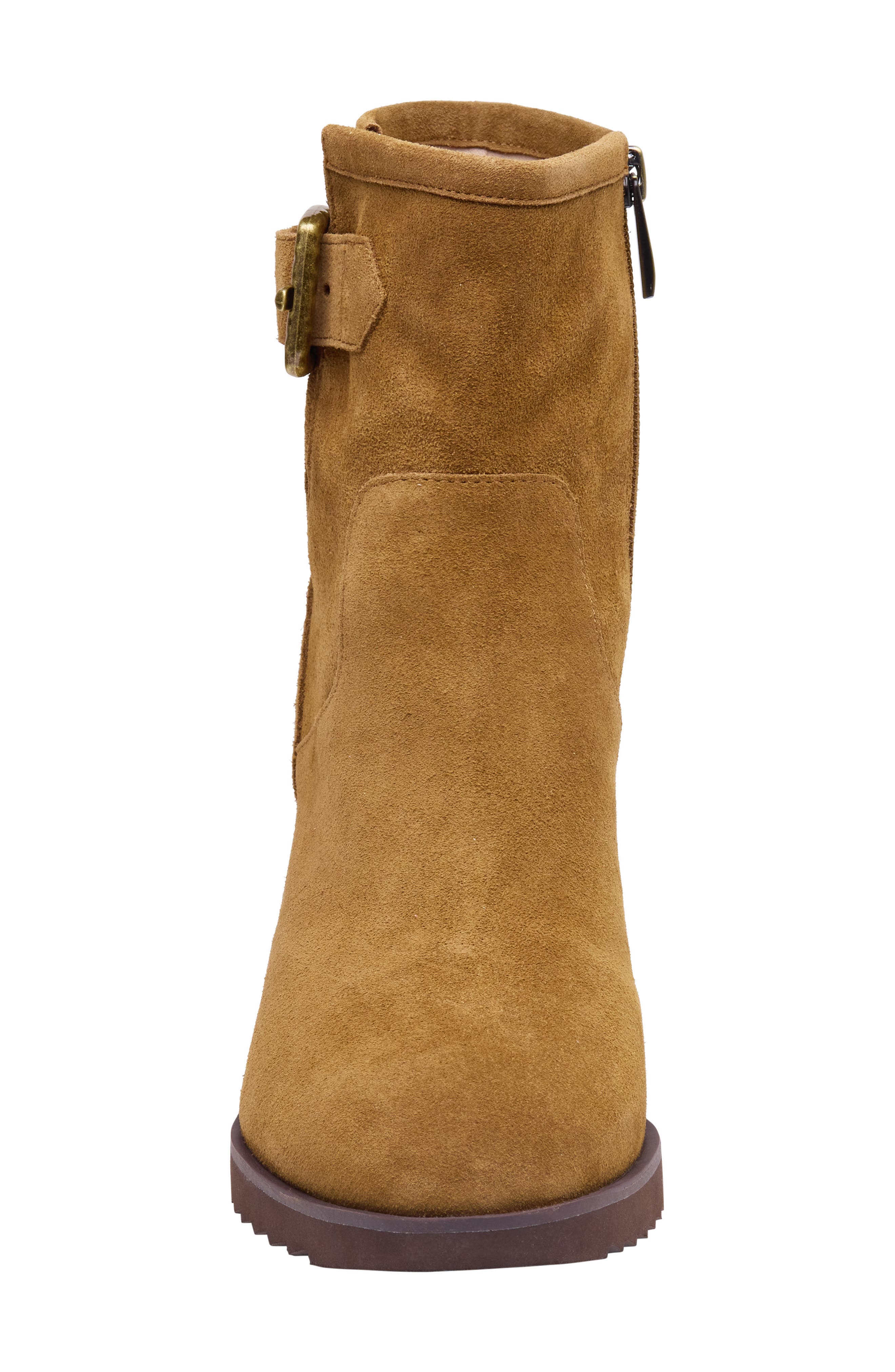 Izzie Waterproof Leather Bootie, Alternate, color, WHISKEY WATERPROOF SUEDE