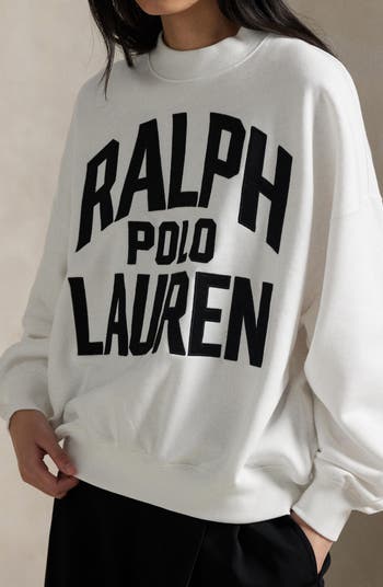 Satin Logo Cotton Blend Fleece Sweatshirt