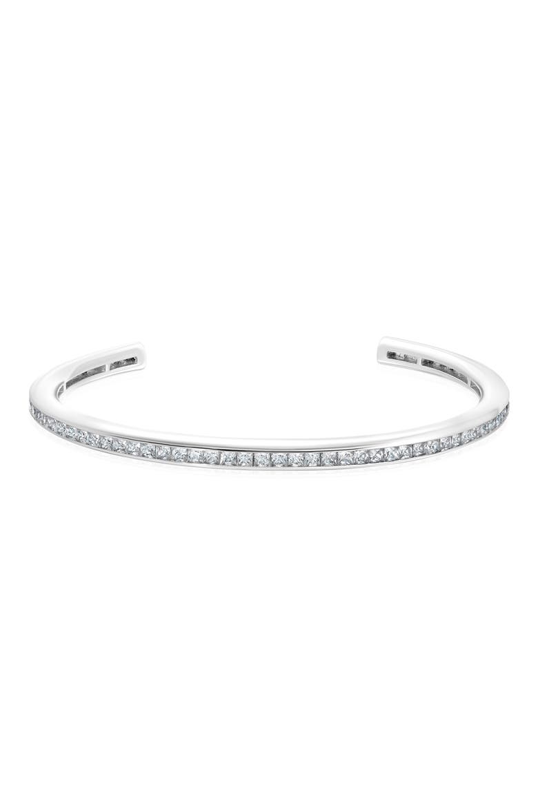 Princess Cut Cubic Zirconia Channel Cuff Bracelet, Main, color, PLATINUM