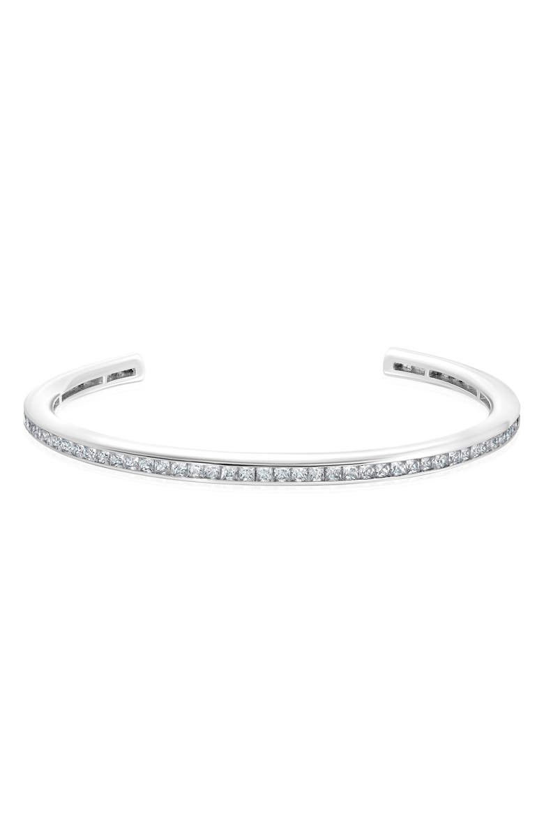 Crislu Princess Cut Cubic Zirconia Channel Cuff Bracelet, Main, color, 
