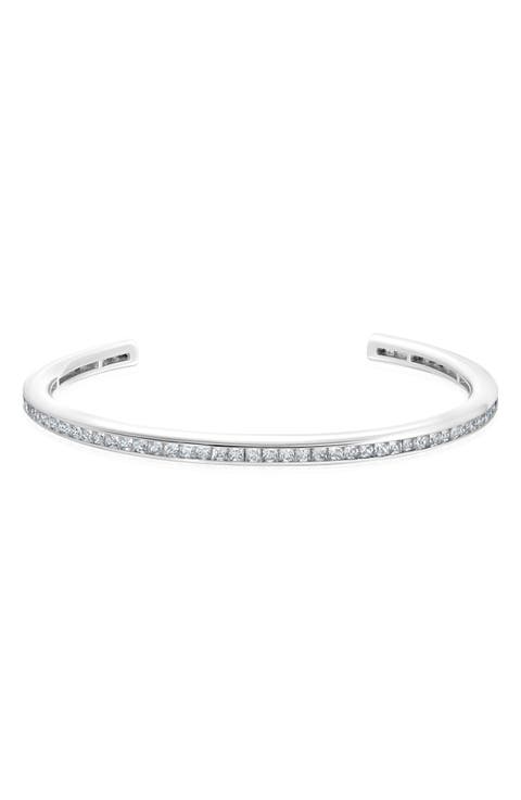 Princess Cut Cubic Zirconia Channel Cuff Bracelet