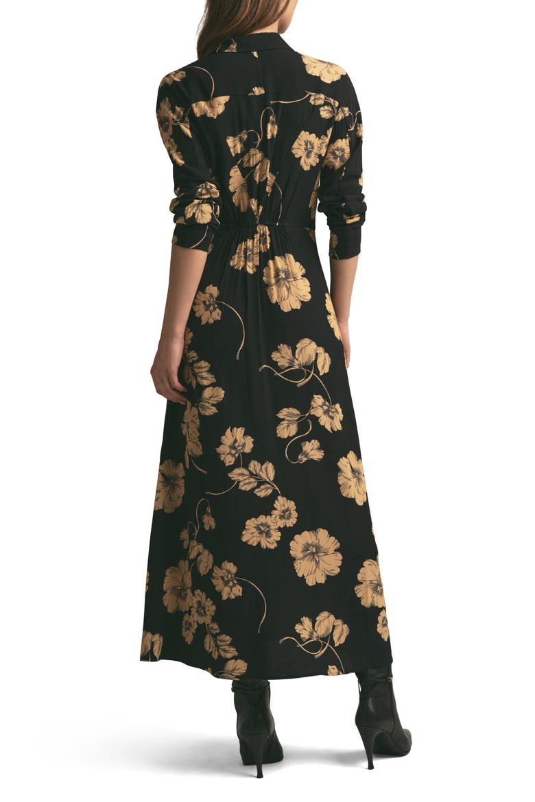 The Icon Floral Print Long Sleeve Shirtdress, Alternate, color, NOIR FLEUR