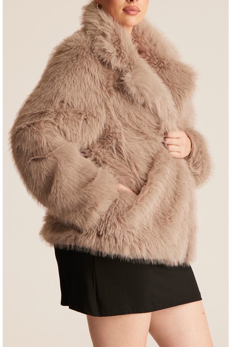Rory Faux Fur Jacket, Alternate, color, PEBBLE