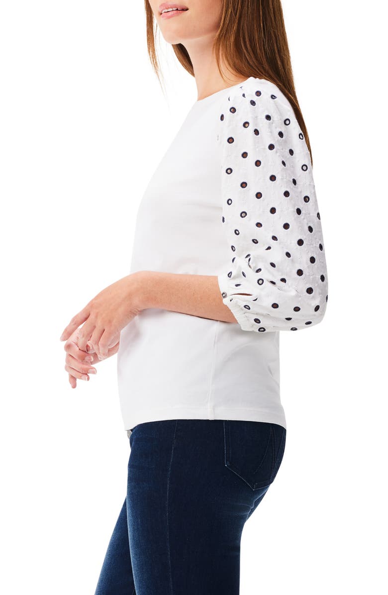 NIC+ZOE Eyelet Breeze Mixed Media Cotton Top, Alternate, color, 