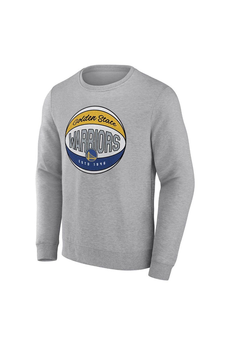 Men's Fanatics Branded Heathered Gray Golden State Warriors True Classics Vint Pullover Sweatshirt, Alternate, color, Heather Gray