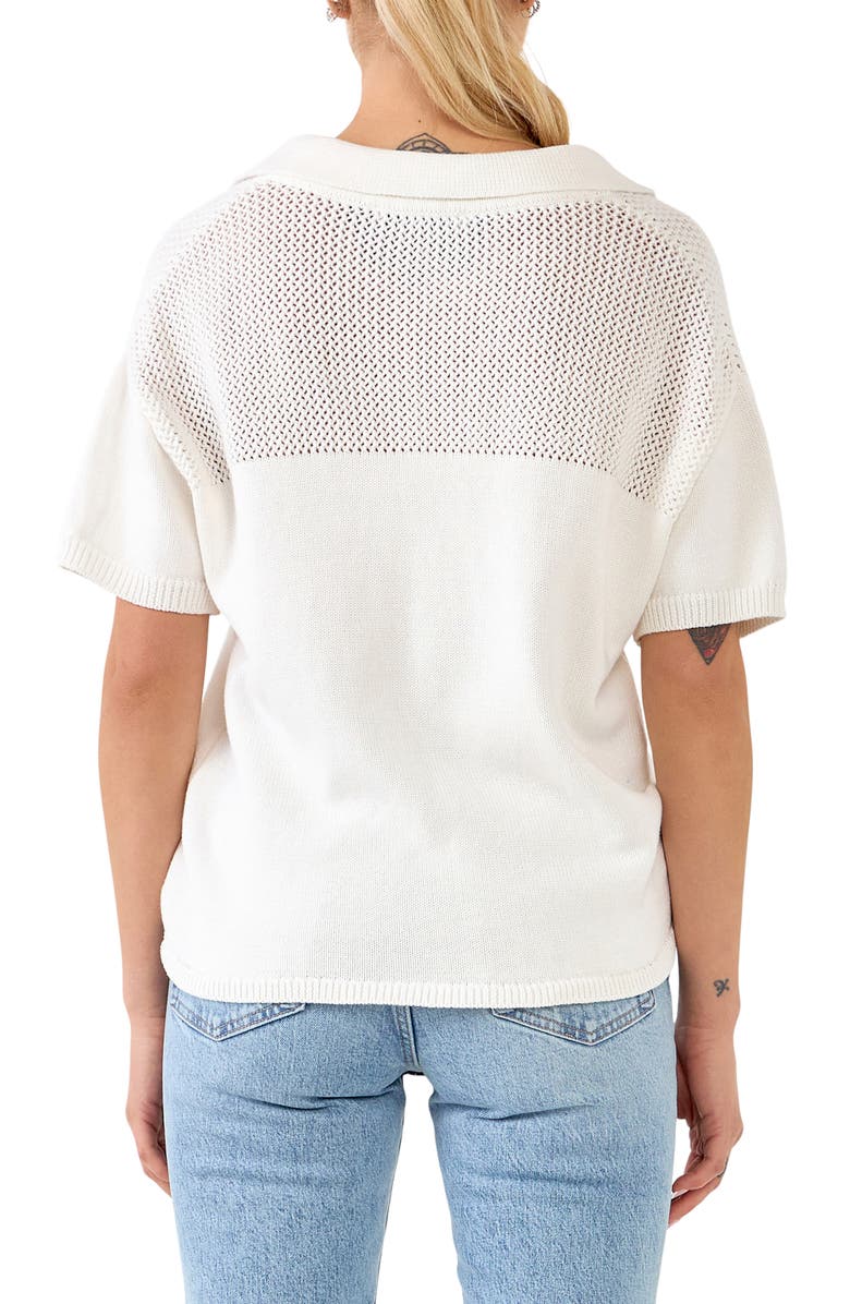 English Factory Short Sleeve Open Knit Cotton Sweater, Alternate, color,