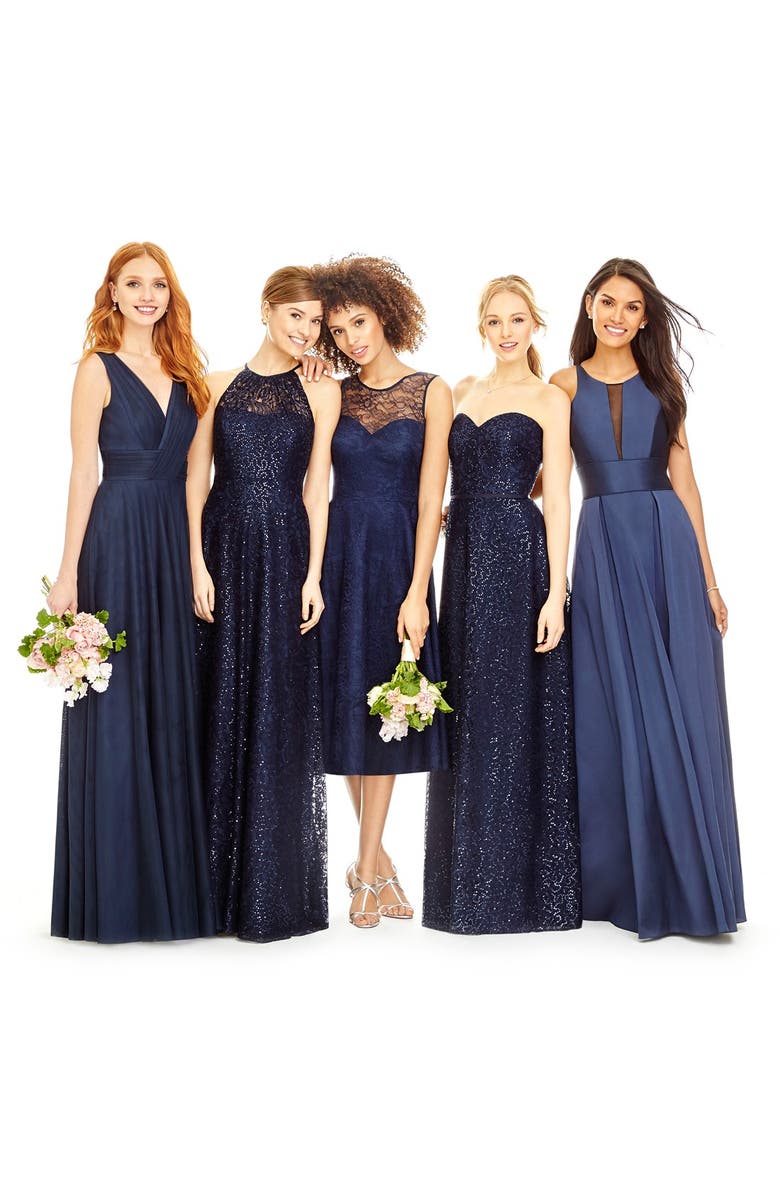 After Six Crisscross Back Ruched Chiffon V-Neck Gown, Alternate, color, 