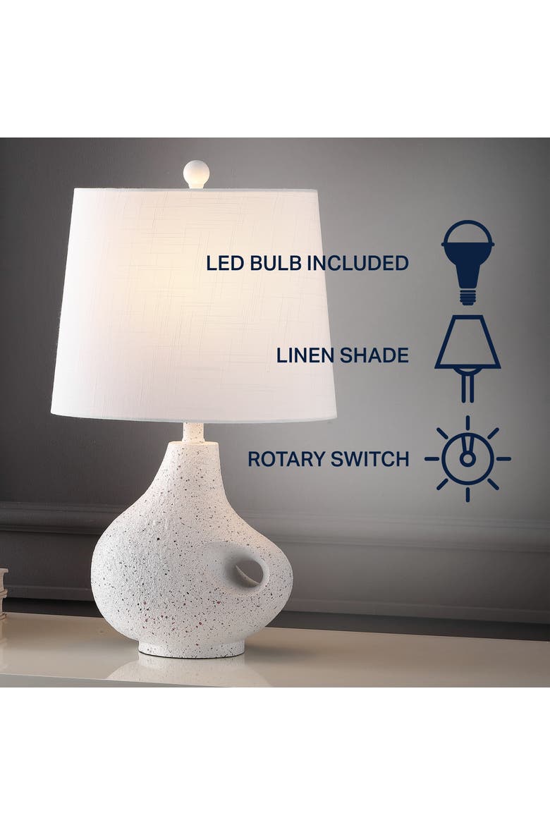Charlotte 24" Minimalist Designer Iron/Resin Oval Shade LED Table Lamp, White Terrazzo, Alternate, color, White Terrazzo