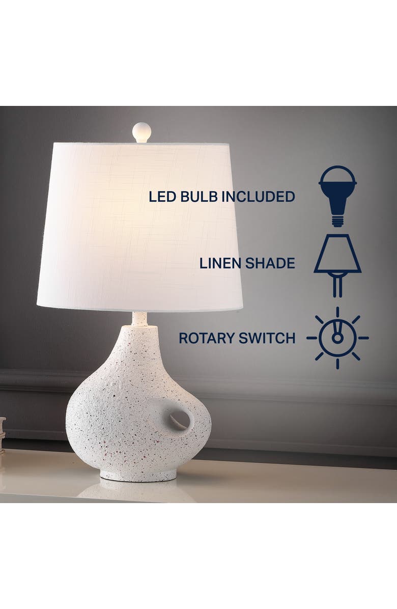 JONATHAN Y Charlotte 24" Minimalist Designer Iron/Resin Oval Shade LED Table Lamp, White Terrazzo, Alternate, color, White Terrazzo