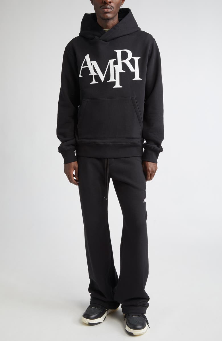 AMIRI Staggered Logo Graphic Hoodie, Alternate, color, Black