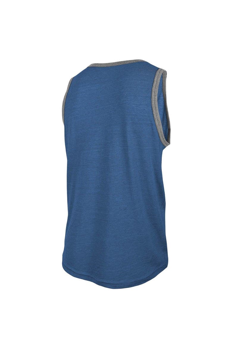 Men's New Era Heathered Royal Los Angeles Rams Ringer Tri-Blend Tank Top, Alternate, color, Heather Royal