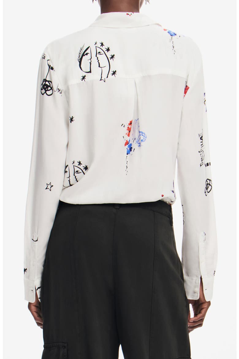 Tokio Sketch Print Button-Up Shirt, Alternate, color, WHITE