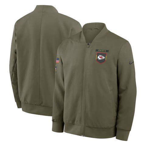 Men's Nike Olive Kansas City Chiefs 2025 Salute to Service Sideline Full-Zip Bomber Jacket