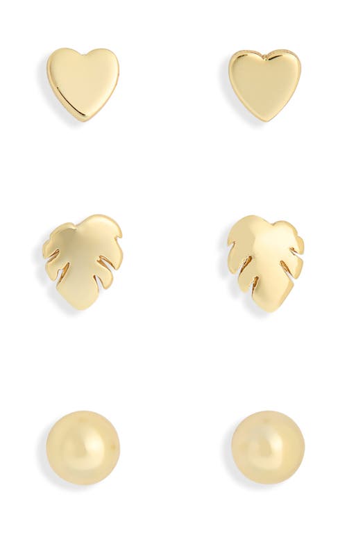 Argento Vivo Sterling Silver Set Of 3 Stud Earrings In Gold