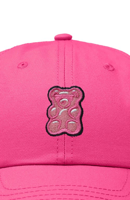 Dalix Pink Gummy Embroidered Casual Cap In Hot Pink