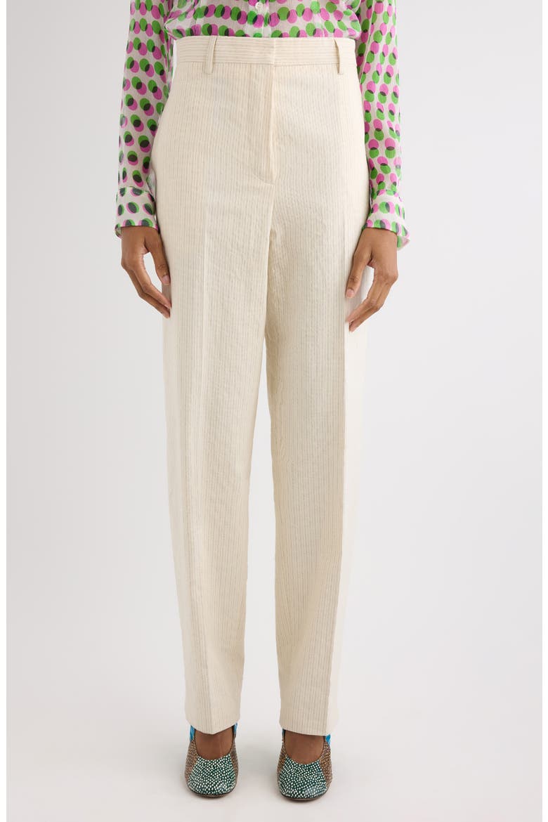 Pilar Tailored Stripe Washed Cotton Blend Pants, Main, color, ECRU