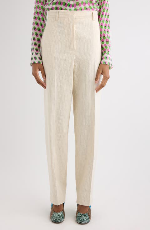 Pilar Tailored Stripe Washed Cotton Blend Pants