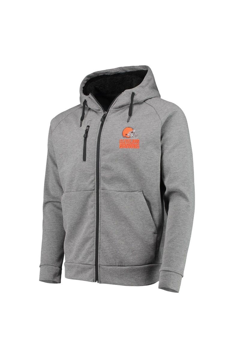 DUNBROOKE Men's Dunbrooke Charcoal Cleveland Browns Shag Tri-Blend Full-Zip Raglan Hoodie, Alternate, color, Charcoal